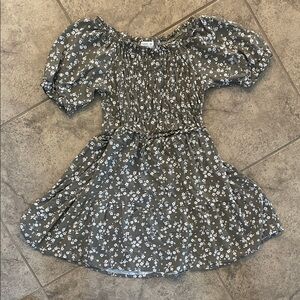 Adorable Floral Kids Dress in Gray